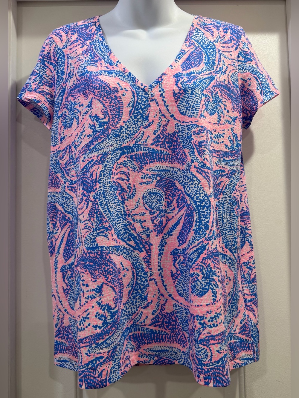 Lilly Pulitzer Etta 🆕🆕🆕 Top Coastal Blue Maybe Gator  Size Medium